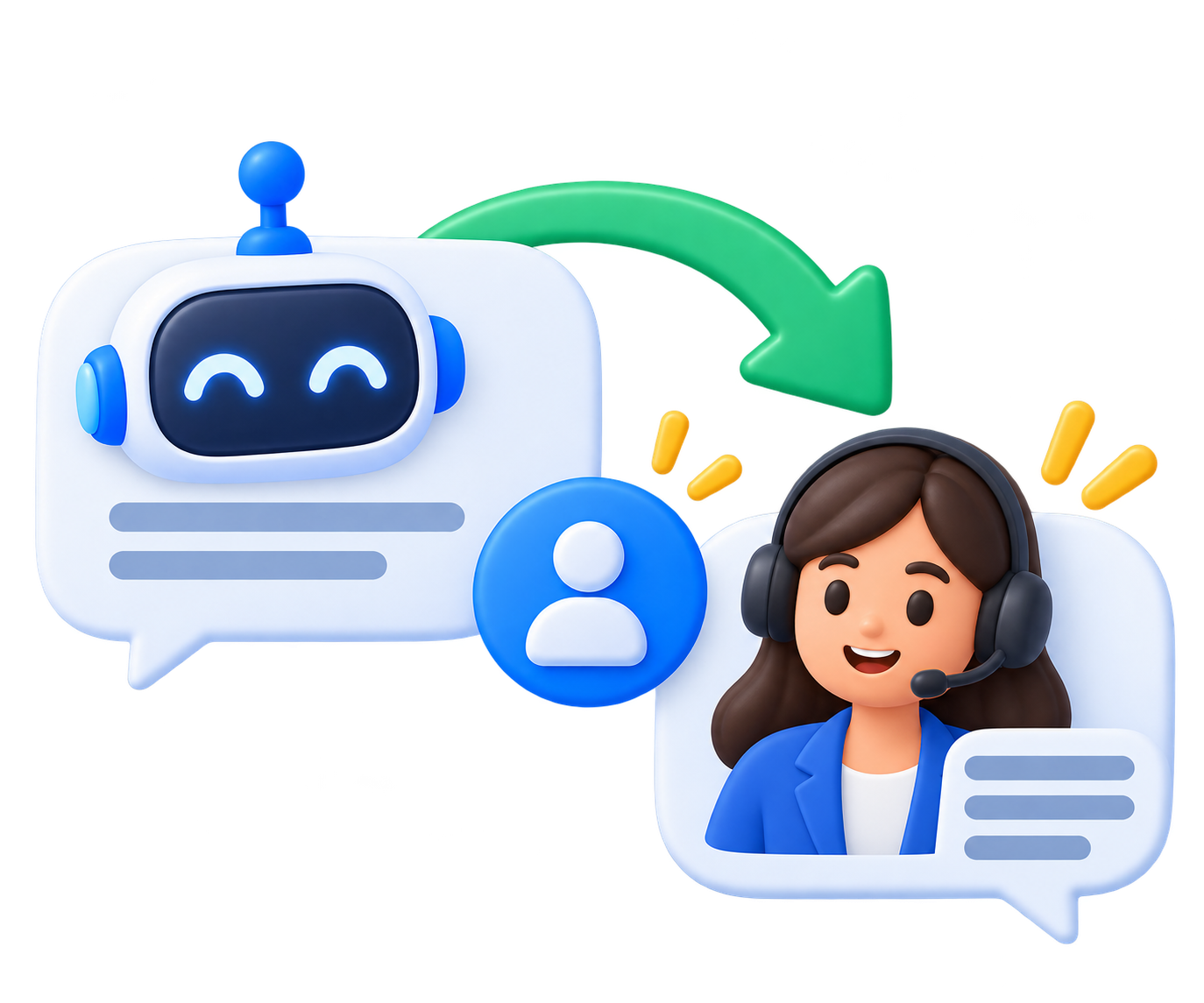 Hand the conversation to a person when needed