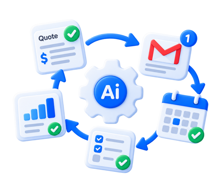 Quoting, follow-up, scheduling and reporting, automated end to end.