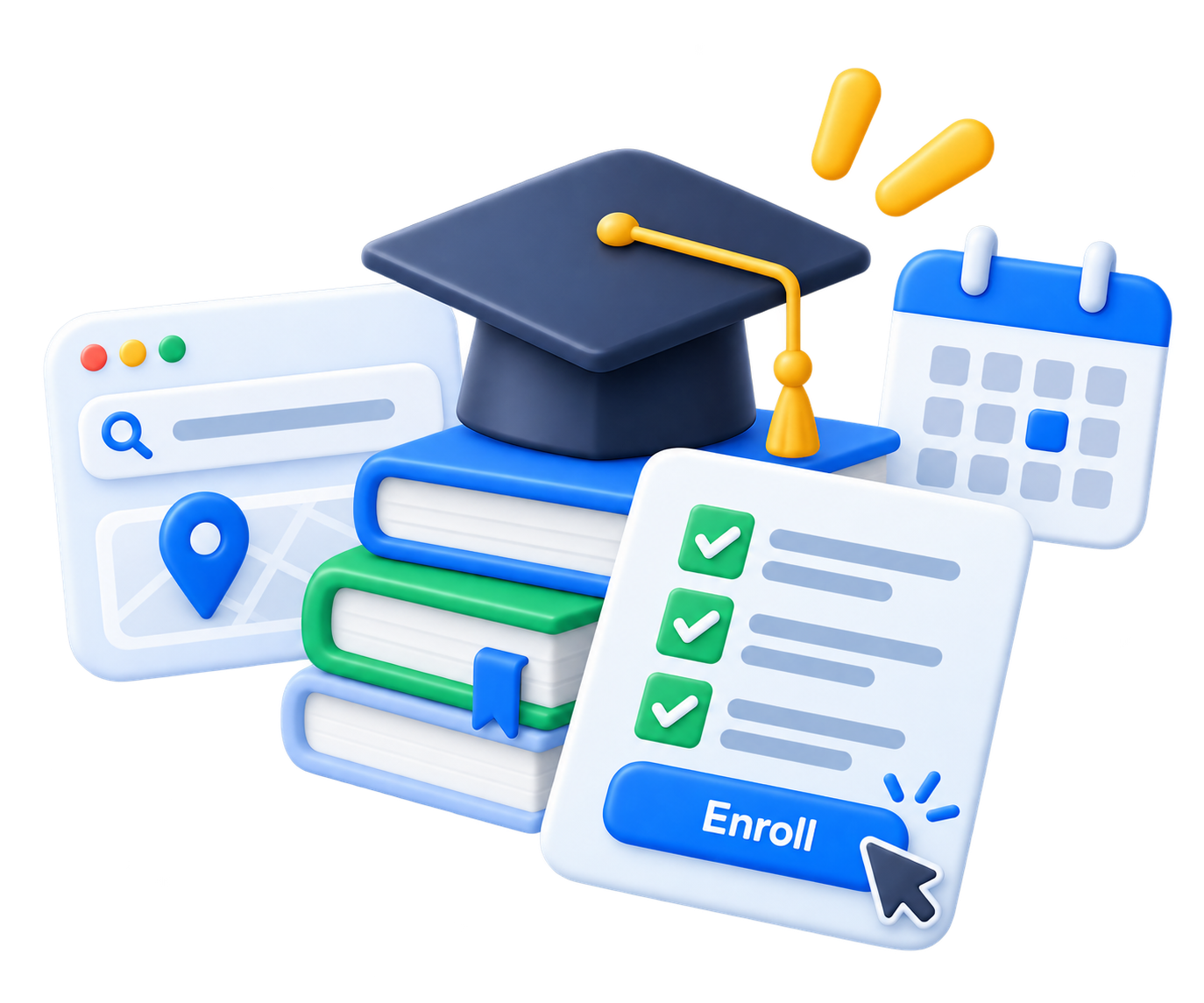 Enrolment cycles, funded programmes, local search.